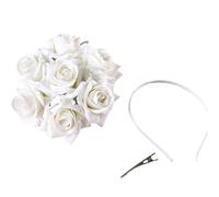 MinnowXY Fascinator - Cerchietto per capelli con rose finte, da sposa, per feste di nozze