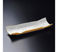 Mino Articoli Giallo con Verde Accenti Lucente Bambù a Forma di Foglia Dose Dish