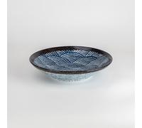 Mino Oggetto Giapponese Ceramica Noodle Piastra Soba Ramen Udon Seigaiha Motivo