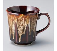 Mino Oggetto Giapponese Ceramica Tazza Tè Caffè Ame Nagashi Marrone Smalto