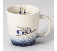 Mino Oggetto Giapponese Ceramica Tazza Tè Caffè Fuki Fukuro Gufo Blu 240ml