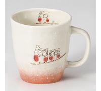 Mino Oggetto Giapponese Ceramica Tazza Tè Caffè Fuki Fukuro Gufo Rosso 240ml