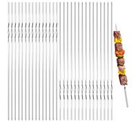 Mino Plus 30pcs Spiedini per Barbecue,Spiedini Piatti,Lunghi 40cm Spiedini BBQ Riutilizzabile,Spiedini Acciaio Inox Per Barbecue,per Barbecue Grigliatura Carne Verdure Kabob (B)