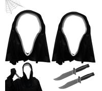 Mino Plus 4pcs Maschera con Coltello Finto, Maschera Halloween Scream, Mask, per Feste in Maschera, Party Horror e Cosplay