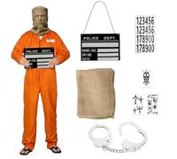 Mino Plus Prisoner Costume,Costume da prigione arancione da uomo e da donna con accessori detenuti,per cosplay, feste di carnevale (B, XXL)