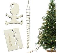 Mino Plus Stencil per Impronte dei Gnomi,Elfo di Natale Accessori,Stencil per Impronta di Gnomo,Modello di Impronta di Gnomo Natalizio in Legno con Scala,for Floors, Window Decoration (B)