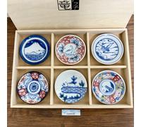 Mino Ware Edokko Dinosauro Set di 6 piccoli piatti Mamezara in legno in scato...
