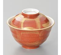 Mino Ware Giappone Vermiglione Scroll Con Decorazione Dorata Ciotola Kitano