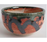 Mino ware giapponese cerimonia tè matcha ciotola ceramica smalto verde su ara...