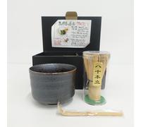 Mino Ware Matcha Teiera Set "Tessha" IronGlaze Chawan Bamboo Whisk Scoop Giap...