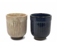 Mino Ware Yunomi - Set di tazze da tè verticali, colore: blu indaco rosa ciliegio
