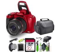 Minolta Fotocamera digitale da 64 Mega Pixel, con zoom ottico 10x, video Ultra HD 4K e riprese macro, bundle con scheda di memoria da 32 GB + treppiede per vlogging + kit di pulizia + altri accessori,