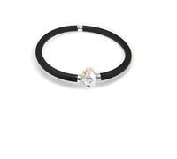 Minoplata Bracciale Elastico di Gomma Nero e Dettaglio di Cristallo Swarovski Una Gioiello di Design Moderno Ideale per Una Donna Che Adora Le Tendenze