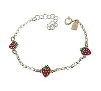 Minoplata Bracciale per bambina con fragole in argento Sterling 925, così carino da abbinare agli orecchini a forma di fragola.