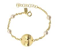 Minoplata Bracciale per bambini Madonna Bambina in Argento placcato oro con perle, Mediano, Argento sterling, Nessuna pietra preziosa
