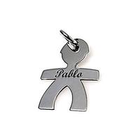 Minoplata Ciondolo bambino con nome in argento sterling un design perfetto da abbinare a bracciali o catene in argento per creare un gioiello personalizzato, Argento sterling