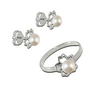 Minoplata Condimento in argento Sterling con perle coltivate per bambina Prima Comunione, Mediano, Argento sterling, Perla coltivata