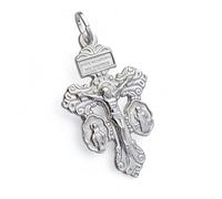Minoplata Crocifisso del Perdono, in argento Sterling 925, con medaglie della Vergine e di San Benedetto, 32 mm x 22 mm