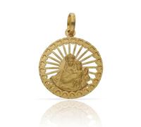 Minoplata Medaglia della Madonna del Carmen in argento placcato oro 20 mm diametro, 20mm, Argento Sterling 925 placcato oro, Nessuna pietra preziosa