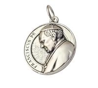 Minoplata Medaglia religiosa Papa Francesco, argento Sterling 925, diametro 25 mm, finitura anticata, due lati con piazza San Pietro, compatibile con catene 3 mm