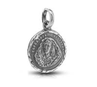 Minoplata Medaglia Vergine della Speranza, in argento Sterling 925, forma rotonda, diametro 16 mm