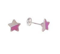 MINOPLATA Orecchini per bambini a forma di stella in argento Sterling con smalto e chiusura a vite di sicurezza, Pequeño, Argento sterling, Non applicabile.