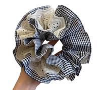 Minoranza francese senso del design in bianco e nero a scacchi grande cerchio di capelli abbinati al temperamento pizzo cerchio capelli dolce ragazza corda per capelli