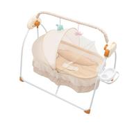 MINRS Altalena elettrica per bambini, portata massima 25 kg con telecomando, cintura di sicurezza 5 velocità di pesata 12 melodie per 0-18 mesi, cachi