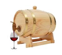MINRS Botte in legno di quercia, 3 l, per whisky in legno di quercia, con tappo e rubinetto per vino e liquori, decorazione in legno originale