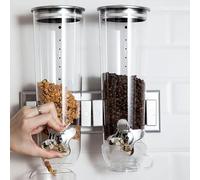 MINRS Dispenser doppio per cereali e snack, 29 x 15 x 30 cm, dispenser per cereali, frutta secca, pasta e dolci
