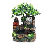MINRS Fontana da interni a cascata, fontana da tavolo con illuminazione a LED e atomizzatore, per interni ed esterni, per posizionamento soggiorno, ufficio, 20 x 16 x 27 cm