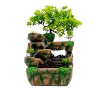 MINRS Fontana da interni a cascata, fontana da tavolo con illuminazione a LED, per interni, per il posizionamento del soggiorno, ufficio, 18 x 15 x 30 cm
