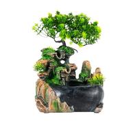 MINRS Fontana da interni con piante, fontana da tavolo, in pietra, da tavolo, da tavolo, da tavolo, a cascata con pompa, 19 x 13 x 28,5 cm