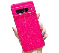 MINSCOSE Custodia compatibile con Google Pixel 7 Pro Neon, graziosa custodia glitterata sottile antiurto in TPU scintillante per donne e ragazze, per Google 7 Pro da 6,7 pollici, rosa acceso