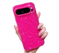 MINSCOSE Custodia compatibile con Google Pixel 9 Pro XL Neon, graziosa custodia glitterata sottile antiurto in TPU scintillante per donne e ragazze, per Google 9 Pro XL da 17 cm, rosa acceso