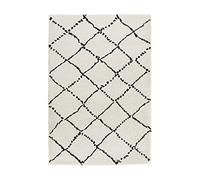Mint Rugs Allure-Tappeto Rotondo a Pelo Lungo, Morbido e soffice, Motivo a Rombi, per Soggiorno, Cucina, corridoio o Camera da Letto, Colore, Nero, ø 160 cm, Polipropilene, Crema Nera