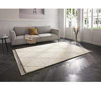 Mint Rugs Tappeto a pelo lungo Colin (160 x 230 cm, effetto High-Low, 100% polipropilene, morbido, resistente e facile da pulire, ideale per casa, camera da letto o studio) crema