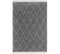 Mint Rugs - Tappeto a pelo lungo con frange Jade, morbido e soffice, motivo geometrico, 80 x 150 cm, 100% polipropilene, adatto al riscaldamento a pavimento, colore: Crema scuro