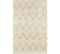 Mint Rugs Tappeto a pelo lungo Ruby Shaggy Flokati Skandi a zigzag con frange, per cameretta dei bambini, camera da letto, cucina, corridoio, crema, oro, 160 x 230 cm