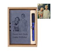 Mintao Diario in pelle personalizzato, Diario personale personalizzato, Quaderno con foto e testo con copertina personalizzata A5/A6 per scrittori e aziende (libro + penna)