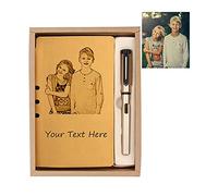 Mintao Diario in pelle personalizzato, Diario personale personalizzato, Quaderno con foto e testo con copertina personalizzata A5/A6 per scrittori e aziende (libro + penna)
