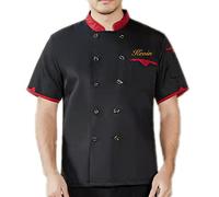 Mintao Giacca da cuoco personalizzata Cappotto da cuoco con nome personalizzato Giacca da cuoco manica corta fai-da-te Camicia da cuoco classica per uomo Donna