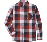 mintgreen Camicie a quadri per ragazzi, casual, in cotone, a maniche lunghe, 6-14 anni, rosso nero, 11-12 Anni