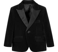 Mintgreen - Giacca da smoking per ragazzi, tailleur slim fit in velluto con un bottone, 7-14 anni, Nero , 11-12 Anni