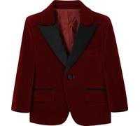 mintgreen - Giacca da smoking, stile formale, slim fit, in velluto, con bottone singolo, tailleur per ragazzi, 7-14 anni, Rosso vinaccia, 9-10 Anni