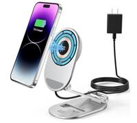 Minthouz - Caricabatterie wireless magnetico, pieghevole, supporto di ricarica sicuro, stazione di ricarica wireless regolabile con adattatore da parete da 20 W, per iPhone 16, 15, 14, 13, 12 Pro/Max