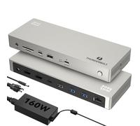 Minthouz Dock Thunderbolt 4 con adattatore da 160 W, display singolo o triplo 4K 8K a 60 Hz, Ethernet 2,5 G, 4 USB, SD/MicroSD, docking station per computer portatili Windows, Dell, HP, Lenovo, Mac