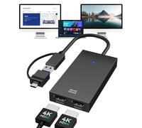 Minthouz USB C to Dual HDMI Adapter, DisplayLink Dual 4K@60Hz Splitter for Dual Monitors, USB 3.1/USB C to HDMI Adapter for Dell HP Surface Lenovo, Support Windows and M1/M2/M3/M4 MacBook