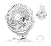Minthouz Ventilatore a clip da 12000 mAh, ventilatore da tavolo USB da 20,3 cm, 5 livelli, 29 ore di autonomia, telecomando e indicatore LED, ventilatore portatile per casa, passeggino e campeggio