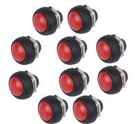 Mintice 10 Pezzi 12mm Veicoli Auto Rosso Rotonda Interruttore a Levetta Momentaneo Interruttore Pulsante Bottone 2pin Impermeabile